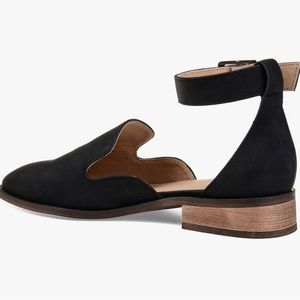 Brinley Co. Womens Square Toe Ankle Strap Flat Black, 7 Regular US